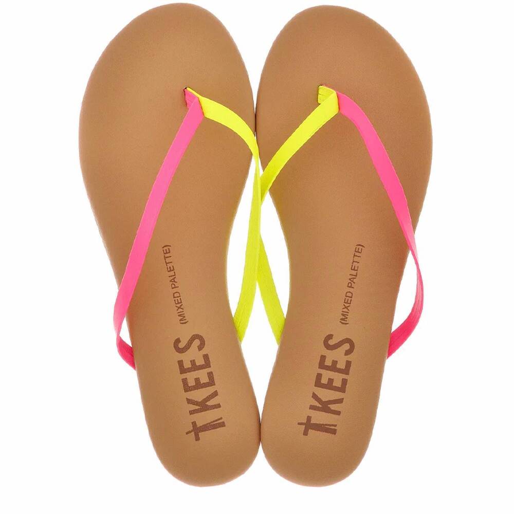 NEW TKEES women's mixed palette slippers in pink citrus